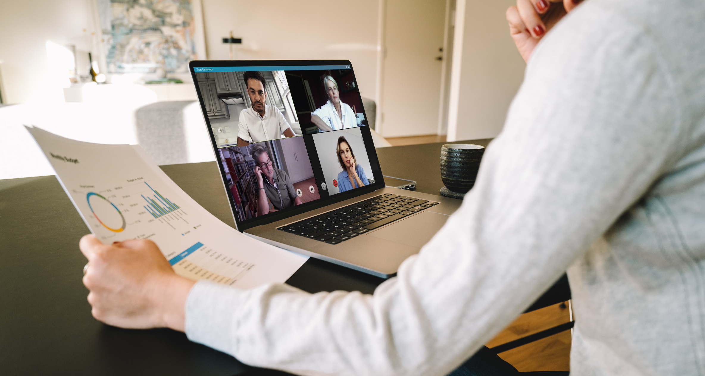 virtual business meeting hosted by video conference